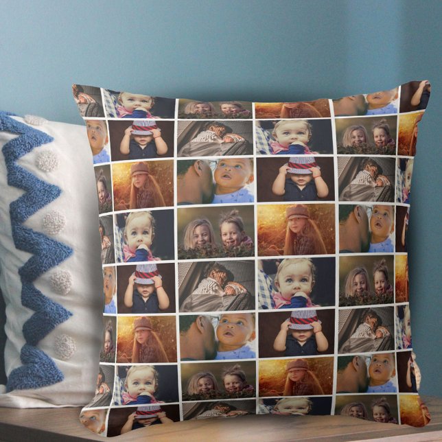 6 Photo Collage Family Photo Pattern  Throw Pillow (Creator Uploaded)