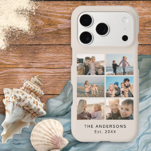 6 Photo Collage Family Pictures Neutral Stone Iphone 18 Pro Case