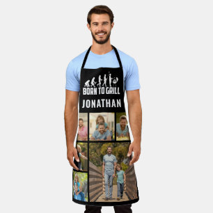 6 Photo Collage Father's Day Born To Grill BBQ Apron