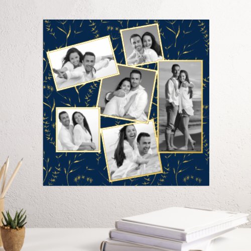 6 Photo Collage Floral Add Your Own Family Photos Foil Prints