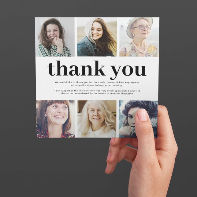 6-Photo Collage Funeral Memorial Thank You Card (Creator Uploaded)