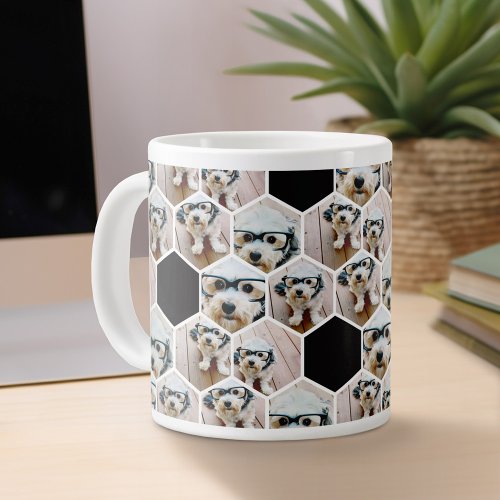 6 Photo Collage _ funky hexagon pattern Giant Coffee Mug