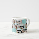 6 Photo Collage - funky hexagon pattern teal Espresso Cup<br><div class="desc">Square photos work best with this template. Add your favorite pics to this fun template. You can use square photos or any photos for this grid.</div>