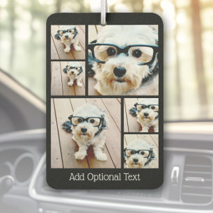 6 Photo Collage - funky pattern black Air Freshener
