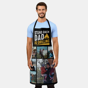 6 Photo Collage Funny Stand Back Dad Is Grilling Apron