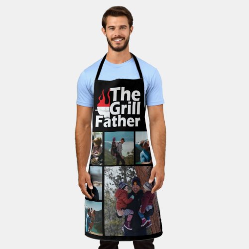 6 Photo Collage Funny The Grillfather BBQ Apron
