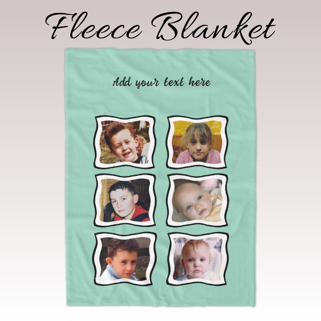 6 photo collage green fleece blanket (Creator Uploaded)