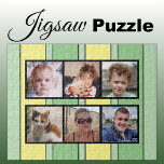 6 photo collage green yellow stripes jigsaw puzzle<br><div class="desc">Piece together memories with our custom 6-photo jigsaw puzzle! Perfect for family game nights or heartfelt gifts, this puzzle lets you showcase six of your favorite photos in a fun, interactive way. Made with high-quality materials, the vibrant, glossy finish brings your images to life while ensuring durability. Ideal for any...</div>