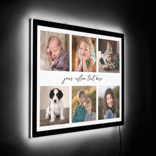 6 Photo Collage Grid with Custom Text Large LED Sign