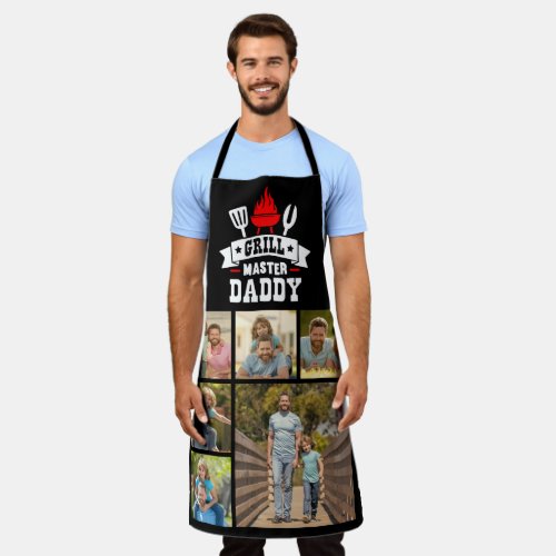 6 Photo Collage Grill Master Daddy BBQ Apron
