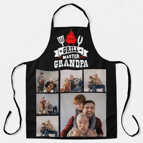 6 Photo Collage Grill Master Grandpa BBQ Apron