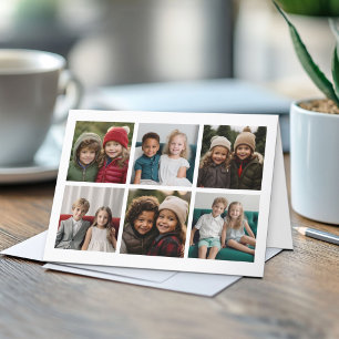 6 Photo Collage Happiest Holidays Black White Holiday Card