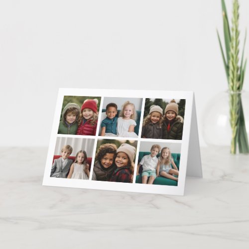 6 Photo Collage Happiest Holidays Black White Holiday Card
