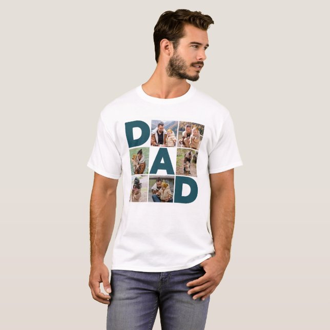 6 Photo Collage Happy Father's Day Dad T-Shirt (Front Full)