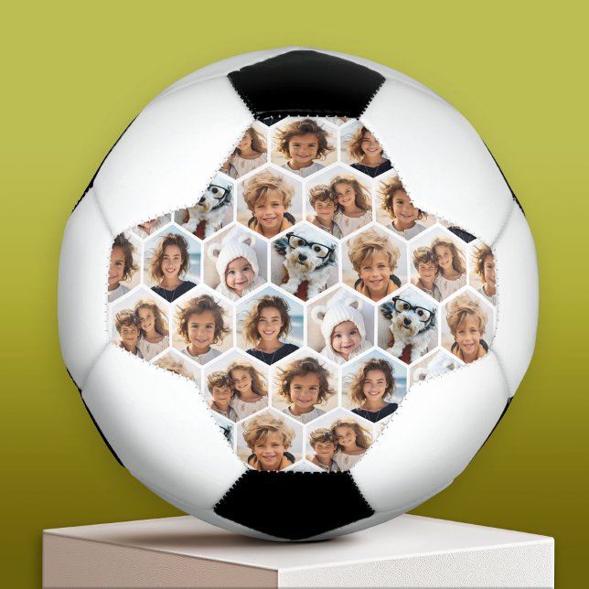 6 Photo Collage honeycomb pattern - BE PATIENT Soccer Ball (Custom Soccer Ball)