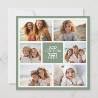 6 Photo Collage Horizontal and Square Photos green Note Card