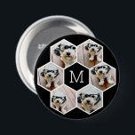 6 Photo Collage in a honeycomb pattern black white Button<br><div class="desc">Use your square photos for the best results! TO CHANGE THE BACKGROUND - click on the customize or advanced design area, and choose a color in the color picker. Add your favorite pictures and snapshots to this film strip for a fun memory keeper. An artistic way to display your best...</div>