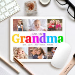 6 Photo Collage Love You Grandma Colorful Modern Mouse Pad<br><div class="desc">“Love you Grandma.” She’s loving every minute with her grandkids. A playful, whimsical, stylish visual of colorful rainbow colored bold typography and black handwritten typography overlay a soft, light pink heart and a white background. Add 6 cherished photos of your choice and customize the names and message, for the perfect...</div>