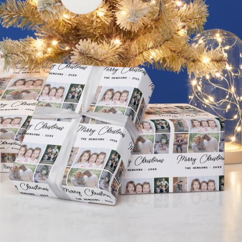 6 Photo Collage Merry Christmas Family Wrapping Paper