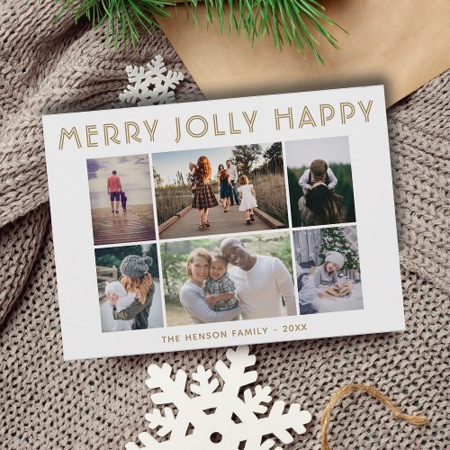 6 Photo Collage Merry Jolly Happy Christmas  Holiday Card