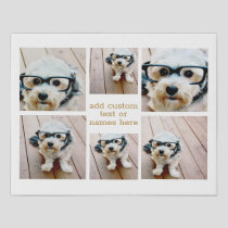 6 Photo Collage Minimalist - Gold and White Grid Faux Canvas Print