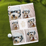 6 Photo Collage Minimalist - Gold and White Grid Golf Towel<br><div class="desc">A golf towel with a custom photo collage is a unique and personalized accessory that combines practicality with sentimental value on the course. It effectively cleans clubs, balls, and hands while featuring a vibrant, high-quality print of cherished memories—family moments, scenic golf courses, or favorite tournament snapshots. The custom collage adds...</div>