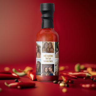 6 Photo Collage Minimalist - Gold and White Grid Hot Sauces