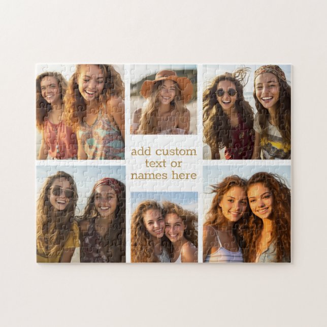 6 Photo Collage Minimalist - gold and white Jigsaw Puzzle (Horizontal)