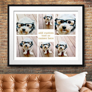 6 Photo Collage Minimalist - Gold and White Poster