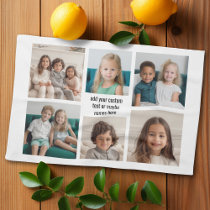 6 Photo Collage Minimalist - with Black Text Kitchen Towel