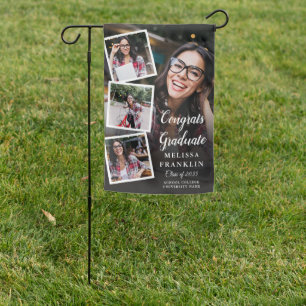 6 Photo Collage Modern Graduate Congrats Garden Flag