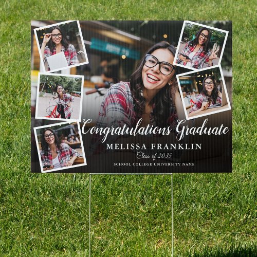 6 Photo Collage Modern Graduate Congrats Sign