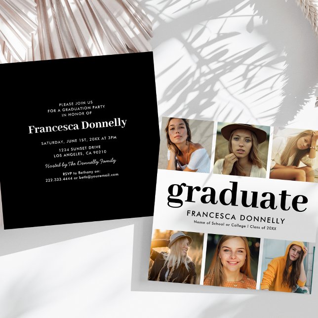 6 Photo Collage Modern Graduation Invitation (Creator Uploaded)