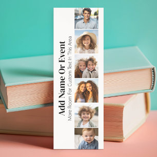 6 Photo Collage - Modern Minimal Black White Bookmarks