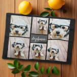 6 Photo Collage Name Minimalist - Can Edit color Kitchen Towel<br><div class="desc">Use your square Instagram photos for the best results! TO CHANGE THE BACKGROUND - click on the customize or advanced design area,  and choose a color in the color picker. An artistic way to display your best photo sharing pics.</div>