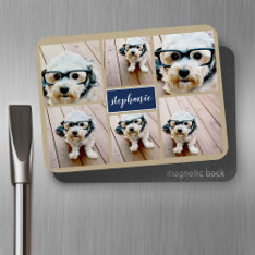 6 Photo Collage Name Minimalist - Can Edit Color Magnet at Zazzle