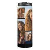 6 Photo Collage Optional Text -- Can Edit Black Thermal Tumbler (Back)