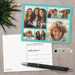 6 Photo Collage Optional Text -- CAN Edit blue Postcard<br><div class="desc">Add your favorite pics to this fun template. You can use square photos or any photos for this grid.</div>