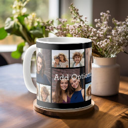 6 Photo Collage Optional Text -- CAN Edit Color Coffee Mug