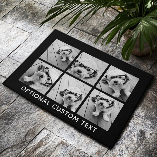 6 Photo Collage Optional Text -- CAN Edit Color Doormat (Custom Welcome Doormat)