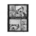 6 Photo Collage Optional Text -- CAN Edit Color Fleece Blanket