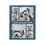 6 Photo Collage Optional Text -- CAN Edit Color Fleece Blanket