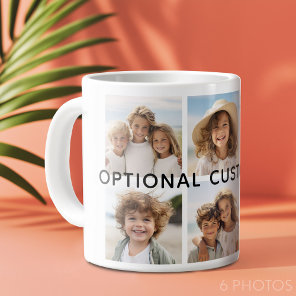 6 Photo Collage Optional Text -- CAN Edit Color Giant Coffee Mug