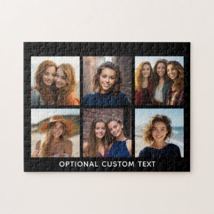 6 Photo Collage Optional Text -- CAN Edit Color Jigsaw Puzzle