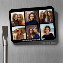 6 Photo Collage Optional Text -- CAN Edit Color Magnet