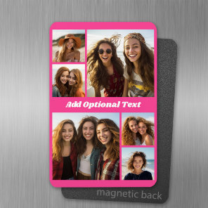 6 Photo Collage Optional Text -- CAN Edit Color Magnet