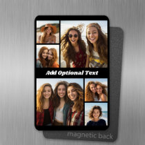 6 Photo Collage Optional Text -- CAN Edit Color Magnet