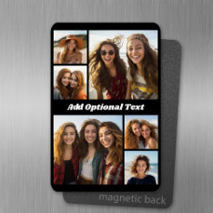 6 Photo Collage Optional Text -- Can Edit Color Magnet at Zazzle