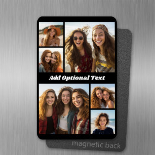 6 Photo Collage Optional Text -- CAN Edit Color Magnet