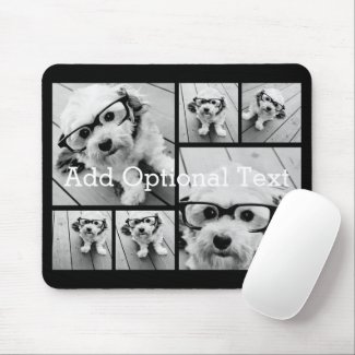 6 Photo Collage Optional Text -- CAN Edit Color Mouse Pad